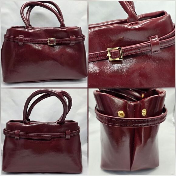 🩵⏭️NWT Burgundy Faux Leather Satchel Purse - Picture 12 of 15